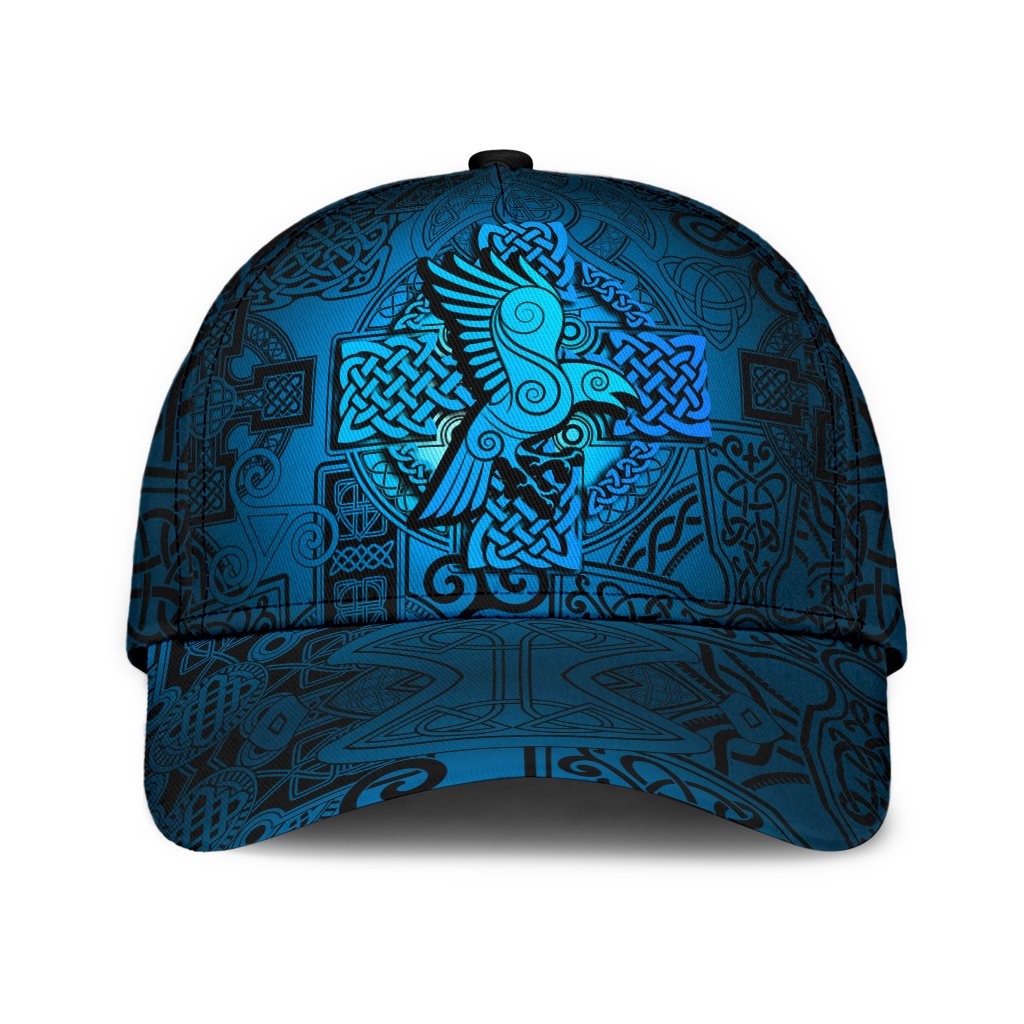 Viking Classic Cap Raven Odin Celtic Cyan RLT12 Trucker Hats Custom Hats Gifts For Men & Women