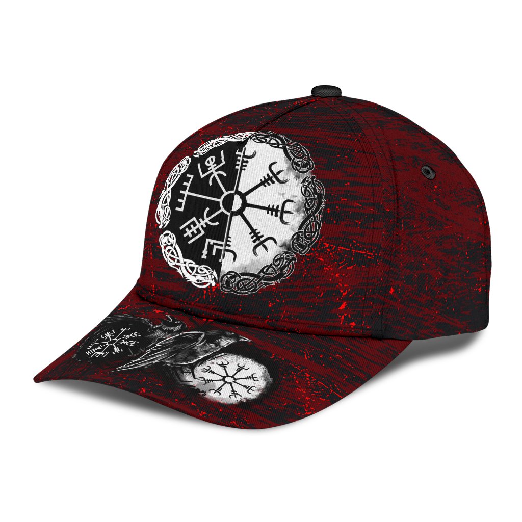 Viking Classic Cap Raven Of Odin and Symbol Viking On Blood Background RLT12 Trucker Hats Custom Hats Gifts For Men & Women