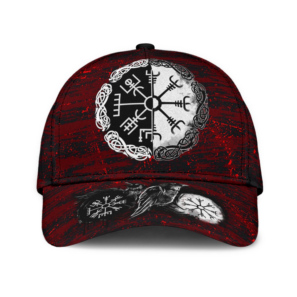 Viking Classic Cap Raven Of Odin and Symbol Viking On Blood Background RLT12 Trucker Hats Custom Hats Gifts For Men & Women