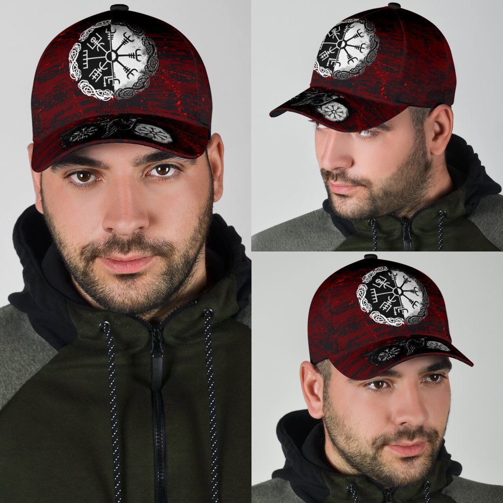 Viking Classic Cap Raven Of Odin and Symbol Viking On Blood Background RLT12 Trucker Hats Custom Hats Gifts For Men & Women
