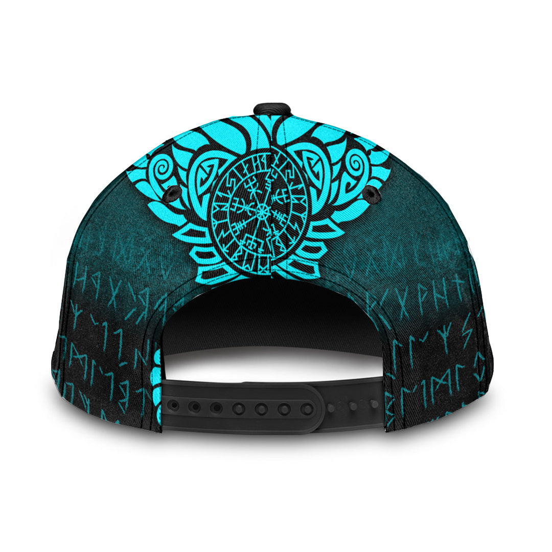 Viking Classic Cap Raven Vegvisir Tattoo Cyan Version Classic Cap RLT12 Trucker Hats Custom Hats Gifts For Men & Women