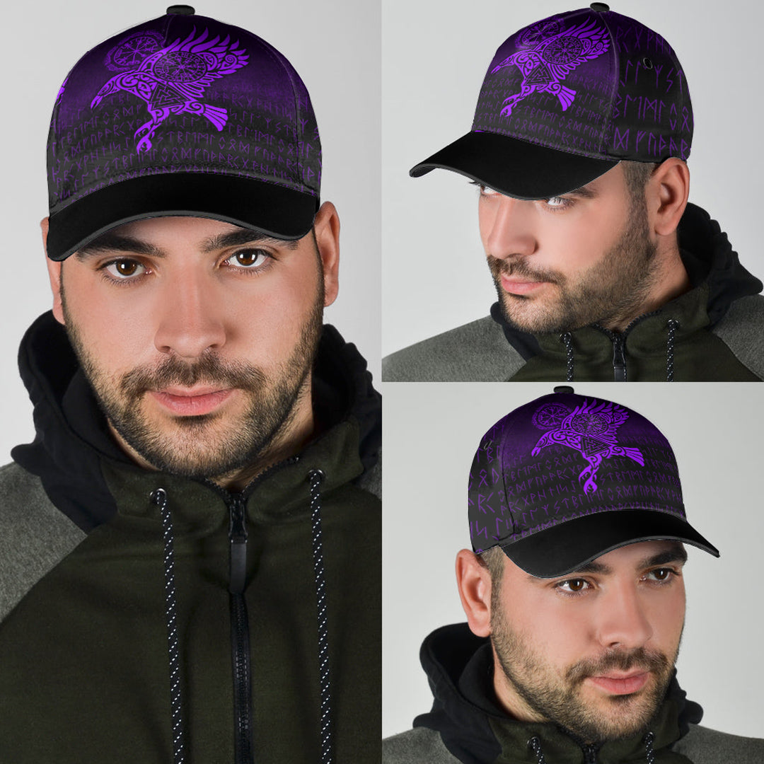 Viking Classic Cap Raven Vegvisir Tattoo Purple Version Classic Cap RLT12 Trucker Hats Custom Hats Gifts For Men & Women