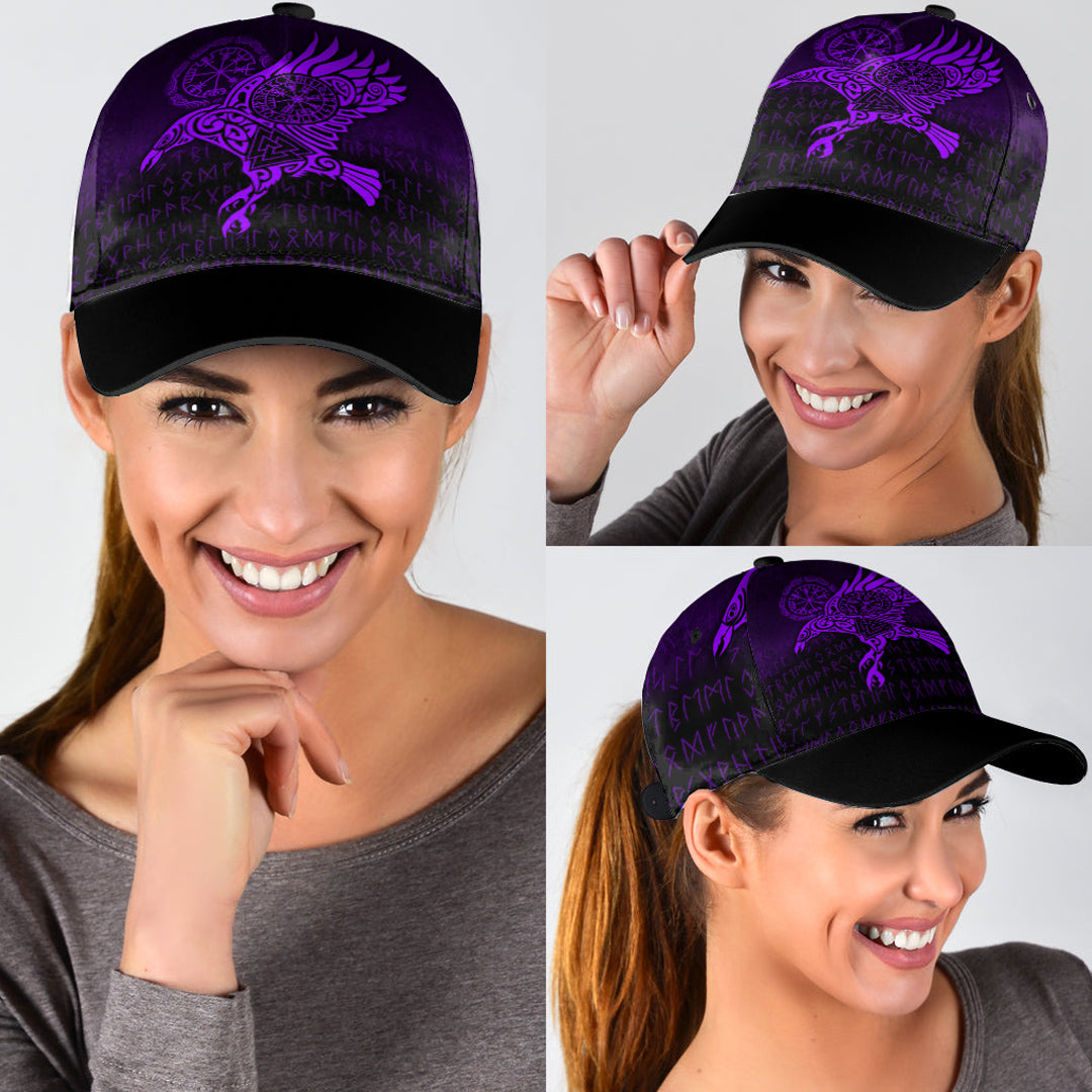 Viking Classic Cap Raven Vegvisir Tattoo Purple Version Classic Cap RLT12 Trucker Hats Custom Hats Gifts For Men & Women