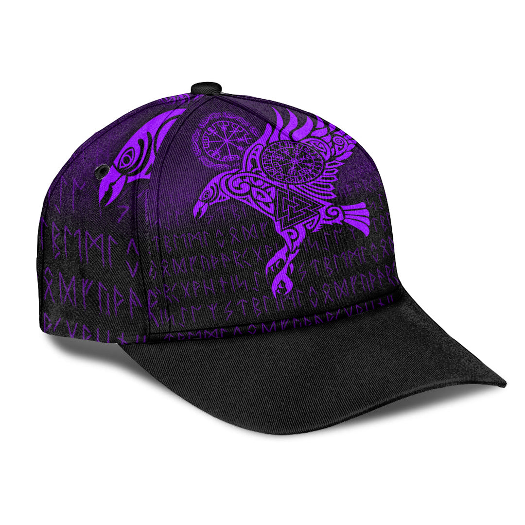 Viking Classic Cap Raven Vegvisir Tattoo Purple Version Classic Cap RLT12 Trucker Hats Custom Hats Gifts For Men & Women