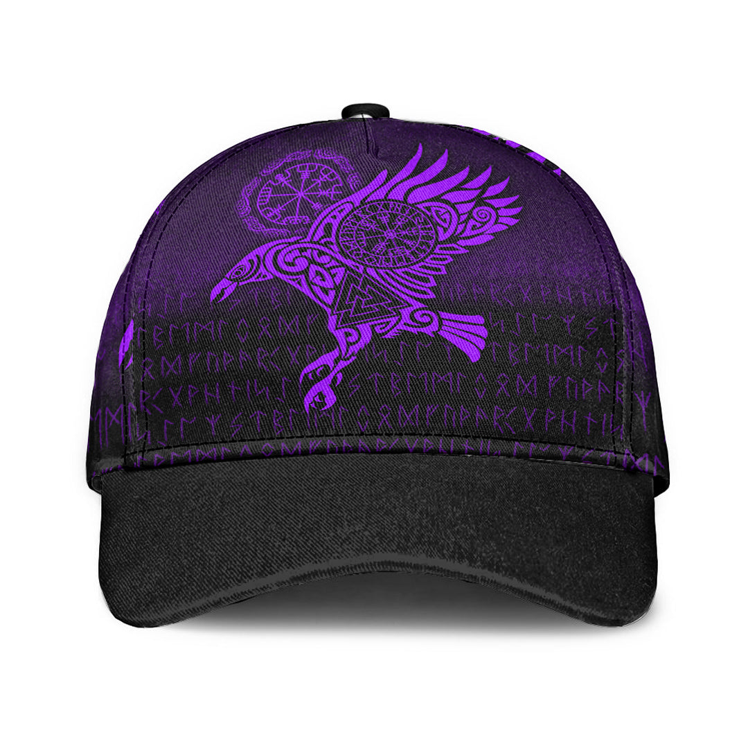 Viking Classic Cap Raven Vegvisir Tattoo Purple Version Classic Cap RLT12 Trucker Hats Custom Hats Gifts For Men & Women
