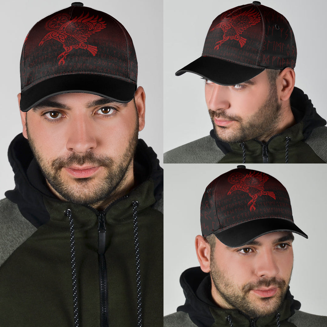 Viking Classic Cap Raven Vegvisir Tattoo Red Version Classic Cap RLT12 Trucker Hats Custom Hats Gifts For Men & Women