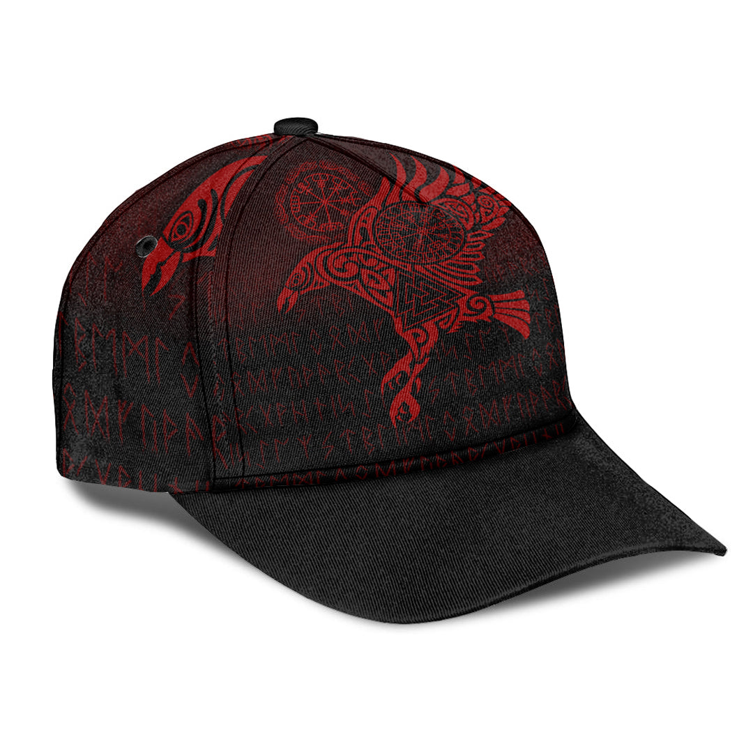 Viking Classic Cap Raven Vegvisir Tattoo Red Version Classic Cap RLT12 Trucker Hats Custom Hats Gifts For Men & Women