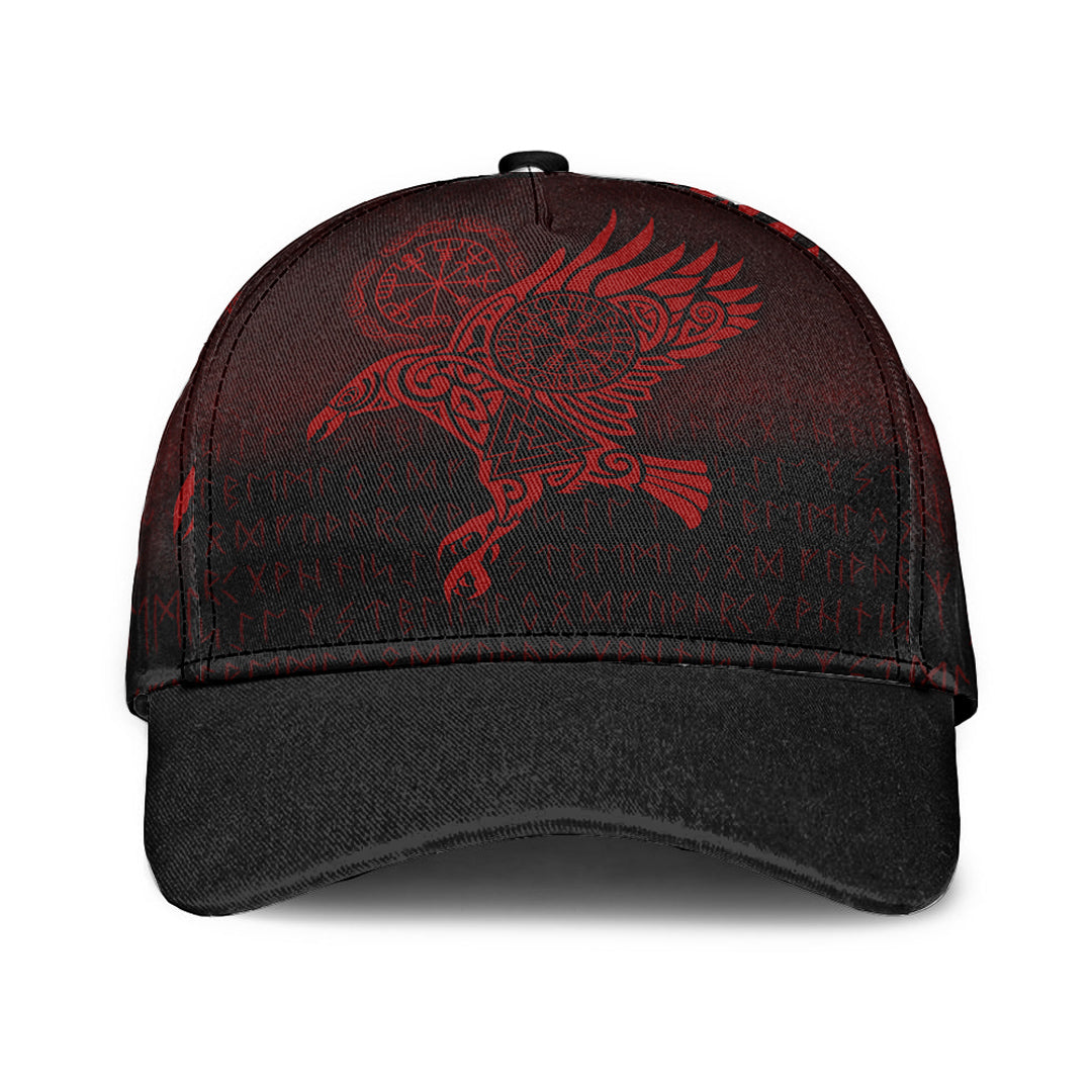 Viking Classic Cap Raven Vegvisir Tattoo Red Version Classic Cap RLT12 Trucker Hats Custom Hats Gifts For Men & Women