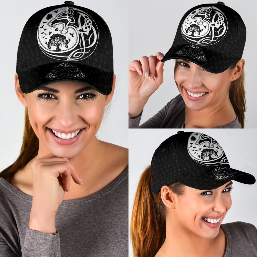 Viking Classic Cap, Skoll and Hati Rune Tattoo RLT12 Trucker Hats Custom Hats Gifts For Men & Women