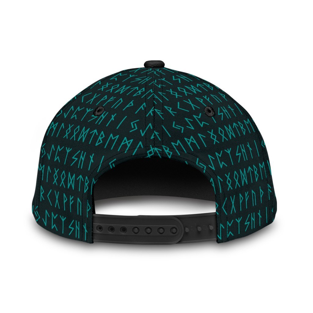 Viking Classic Cap The Raven Of Odin Rune Cyan RLT12 Trucker Hats Custom Hats Gifts For Men & Women