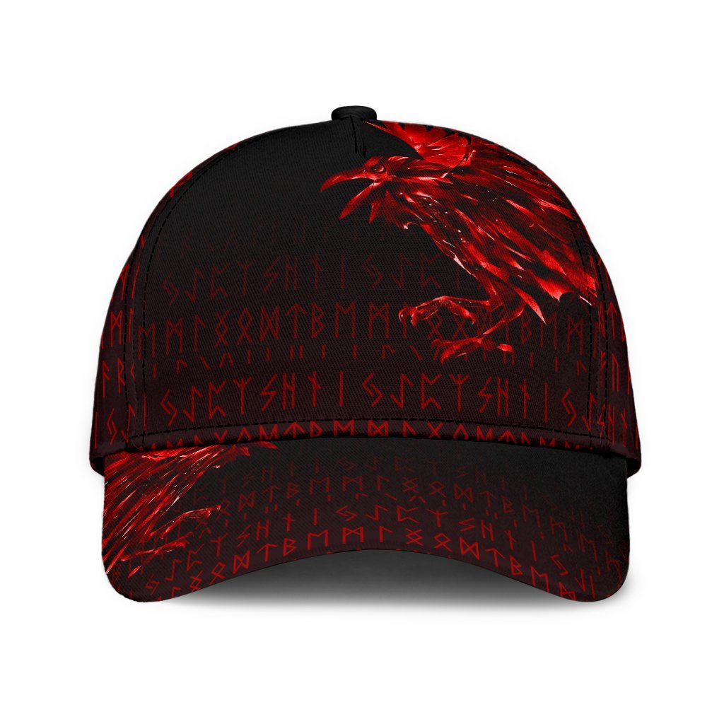 Viking Classic Cap The Raven Of Odin Rune, Red RLT12 Trucker Hats Custom Hats Gifts For Men & Women