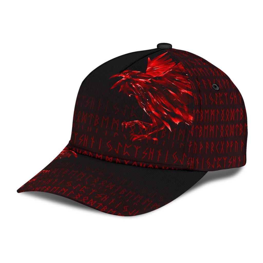 Viking Classic Cap The Raven Of Odin Rune, Red RLT12 Trucker Hats Custom Hats Gifts For Men & Women