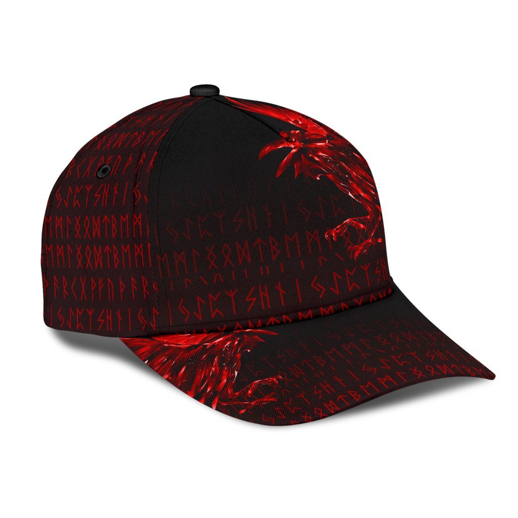 Viking Classic Cap The Raven Of Odin Rune, Red RLT12 Trucker Hats Custom Hats Gifts For Men & Women