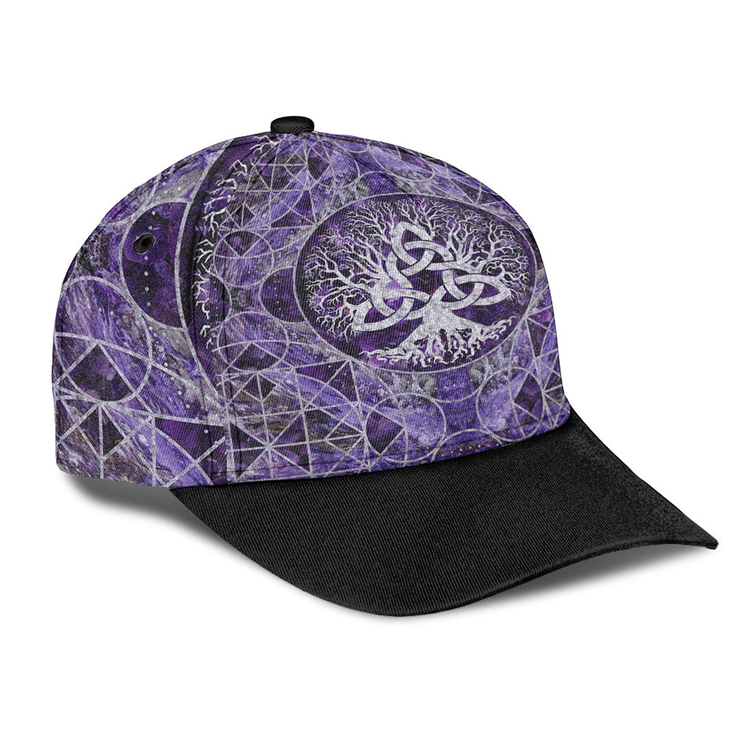Viking Classic Cap Tree Of Life with Triquetra Amethyst and Silver Classic Cap RLT12 Trucker Hats Custom Hats Gifts For Men & Women