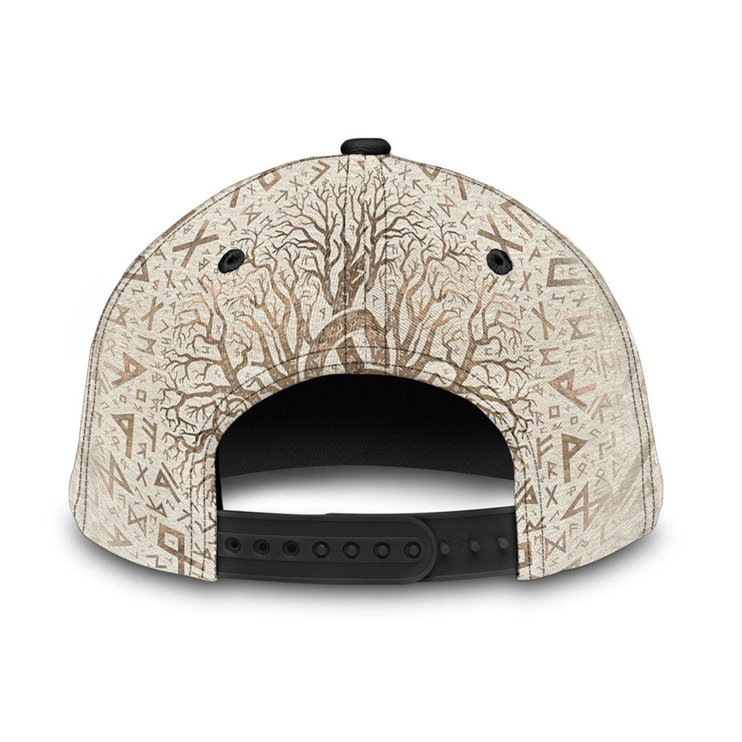 Viking Classic Cap Tree Of Life with Triquetra and Futhark Pastel Gold Classic Cap RLT12 Trucker Hats Custom Hats Gifts For Men & Women