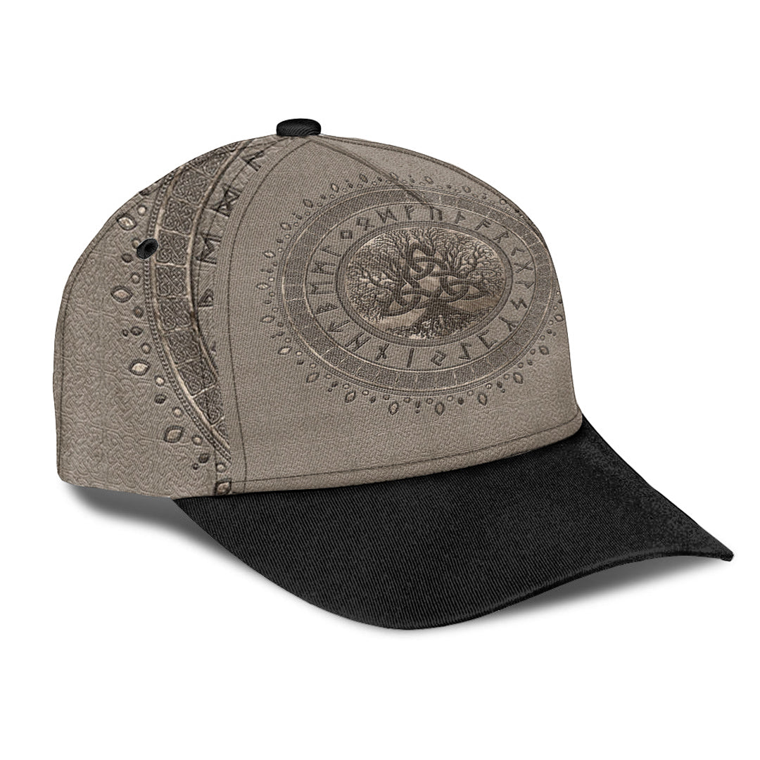 Viking Classic Cap Tree Of Life with Triquetra Beige Classic Cap RLT12 Trucker Hats Custom Hats Gifts For Men & Women