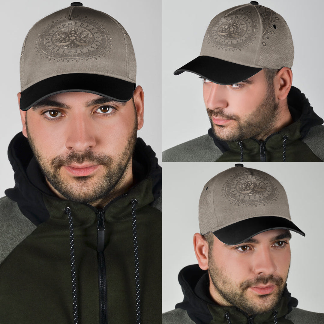 Viking Classic Cap Tree Of Life with Triquetra Beige Classic Cap RLT12 Trucker Hats Custom Hats Gifts For Men & Women