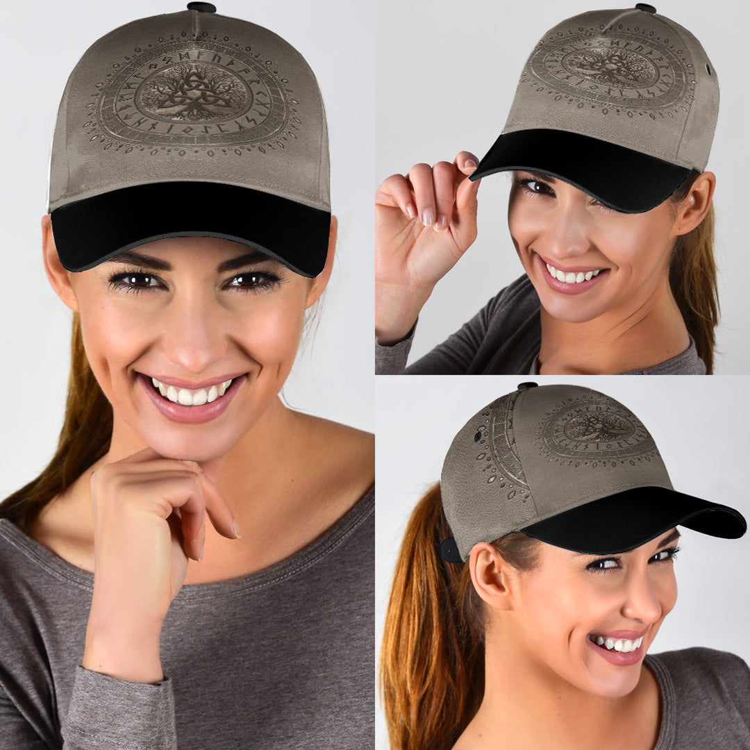 Viking Classic Cap Tree Of Life with Triquetra Beige Classic Cap RLT12 Trucker Hats Custom Hats Gifts For Men & Women