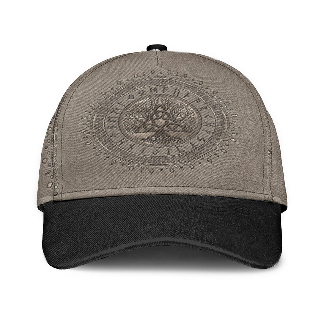 Viking Classic Cap Tree Of Life with Triquetra Beige Classic Cap RLT12 Trucker Hats Custom Hats Gifts For Men & Women