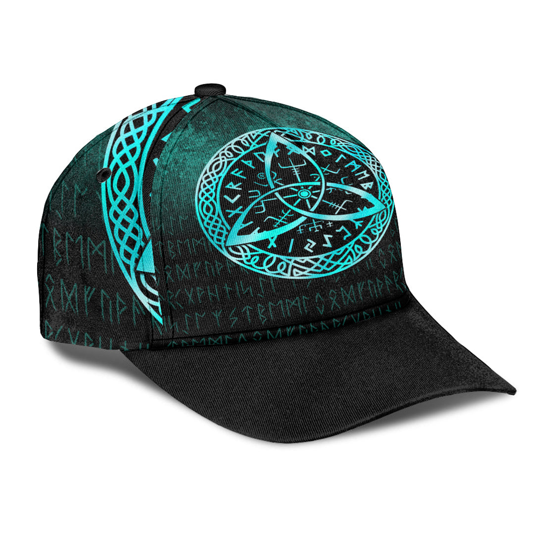 Viking Classic Cap Vegvisir Nordic Viking Rune Cyan Version Classic Cap RLT12 Trucker Hats Custom Hats Gifts For Men & Women