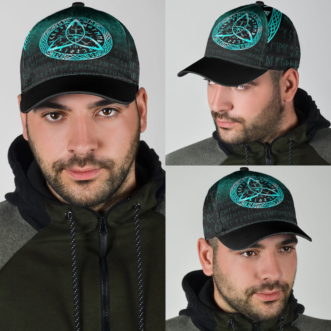 Viking Classic Cap Vegvisir Nordic Viking Rune Cyan Version Classic Cap RLT12 Trucker Hats Custom Hats Gifts For Men & Women