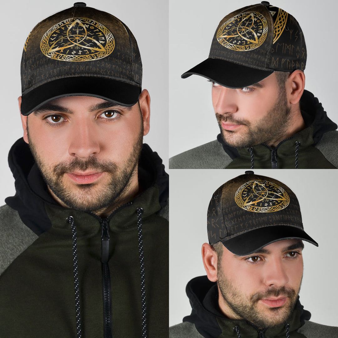 Viking Classic Cap Vegvisir Nordic Viking Rune Gold Version Classic Cap RLT12 Trucker Hats Custom Hats Gifts For Men & Women