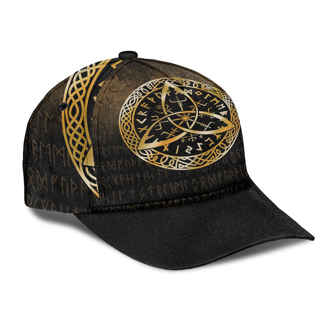 Viking Classic Cap Vegvisir Nordic Viking Rune Gold Version Classic Cap RLT12 Trucker Hats Custom Hats Gifts For Men & Women