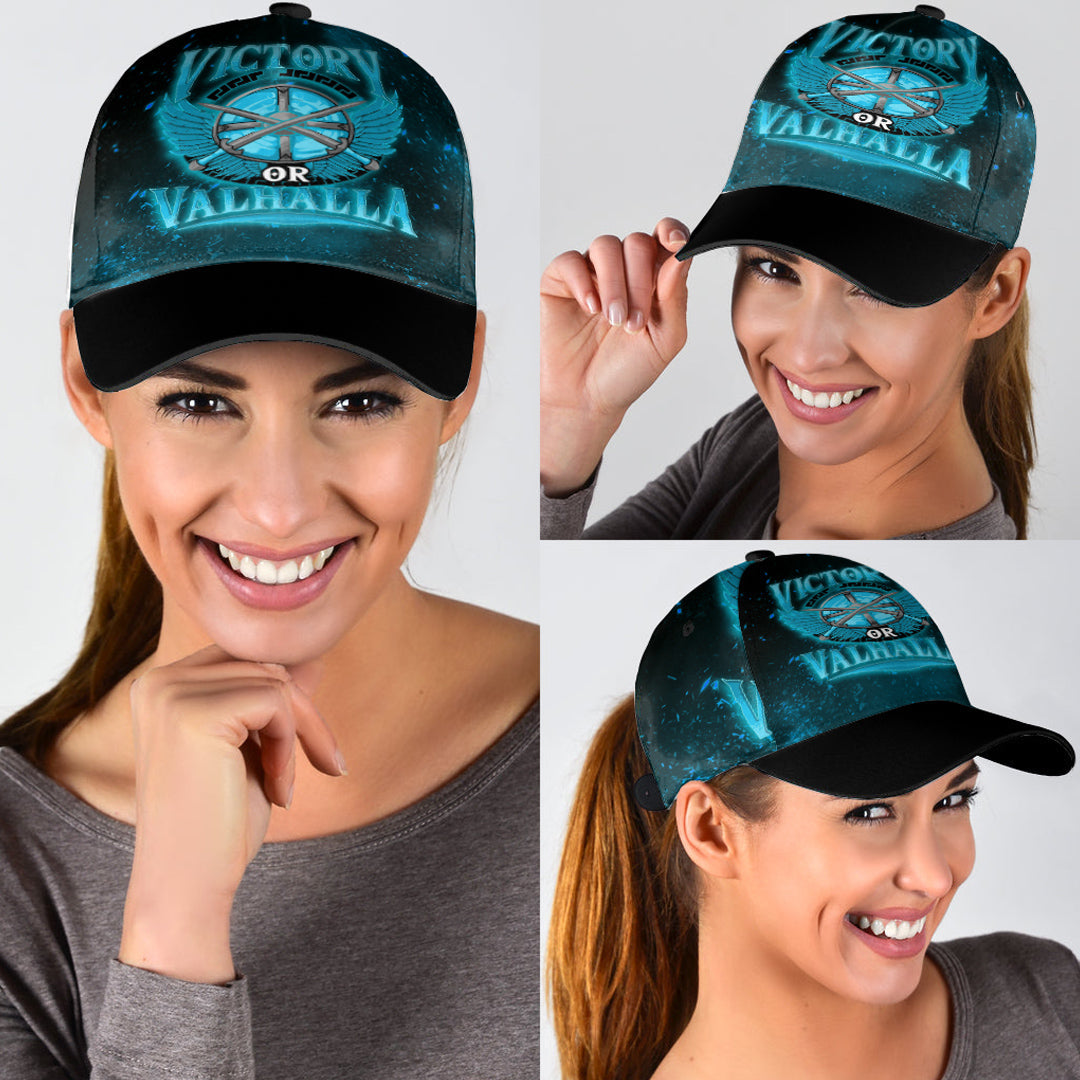 Viking Classic Cap Victory Or Valhalla Cyan Style Classic Cap RLT12 Trucker Hats Custom Hats Gifts For Men & Women
