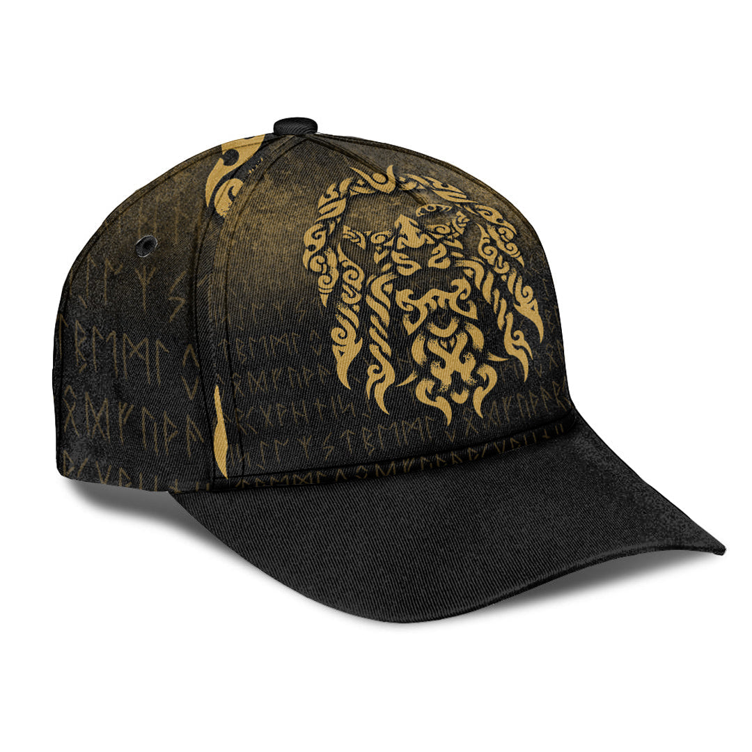 Viking Classic Cap Viking God Odin Allfather In Asgard Raven God Gold Version Classic Cap RLT12 Trucker Hats Custom Hats Gifts For Men & Women