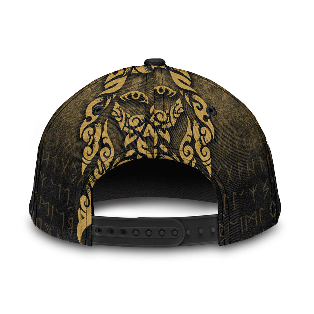 Viking Classic Cap Viking God Odin Allfather In Asgard Raven God Gold Version Classic Cap RLT12 Trucker Hats Custom Hats Gifts For Men & Women
