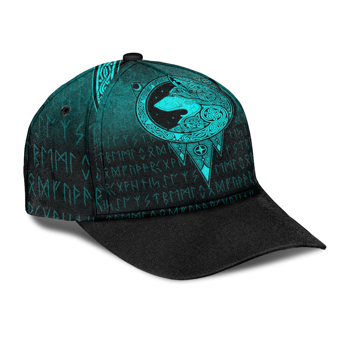 Viking Classic Cap Viking Norse Wolf Cyan Version Classic Cap RLT12 Trucker Hats Custom Hats Gifts For Men & Women