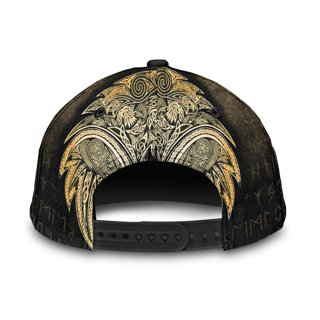 Viking Classic Cap Vikings Raven Gold Version Classic Cap RLT12 Trucker Hats Custom Hats Gifts For Men & Women