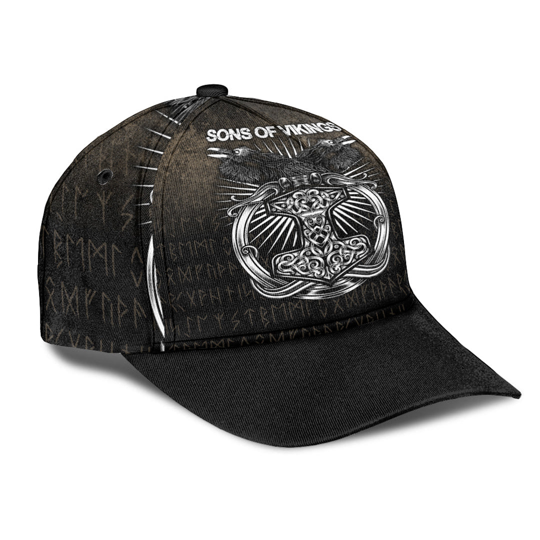 Viking Classic Cap Vikings Ravens Mjolnir Classic Cap RLT12 Trucker Hats Custom Hats Gifts For Men & Women