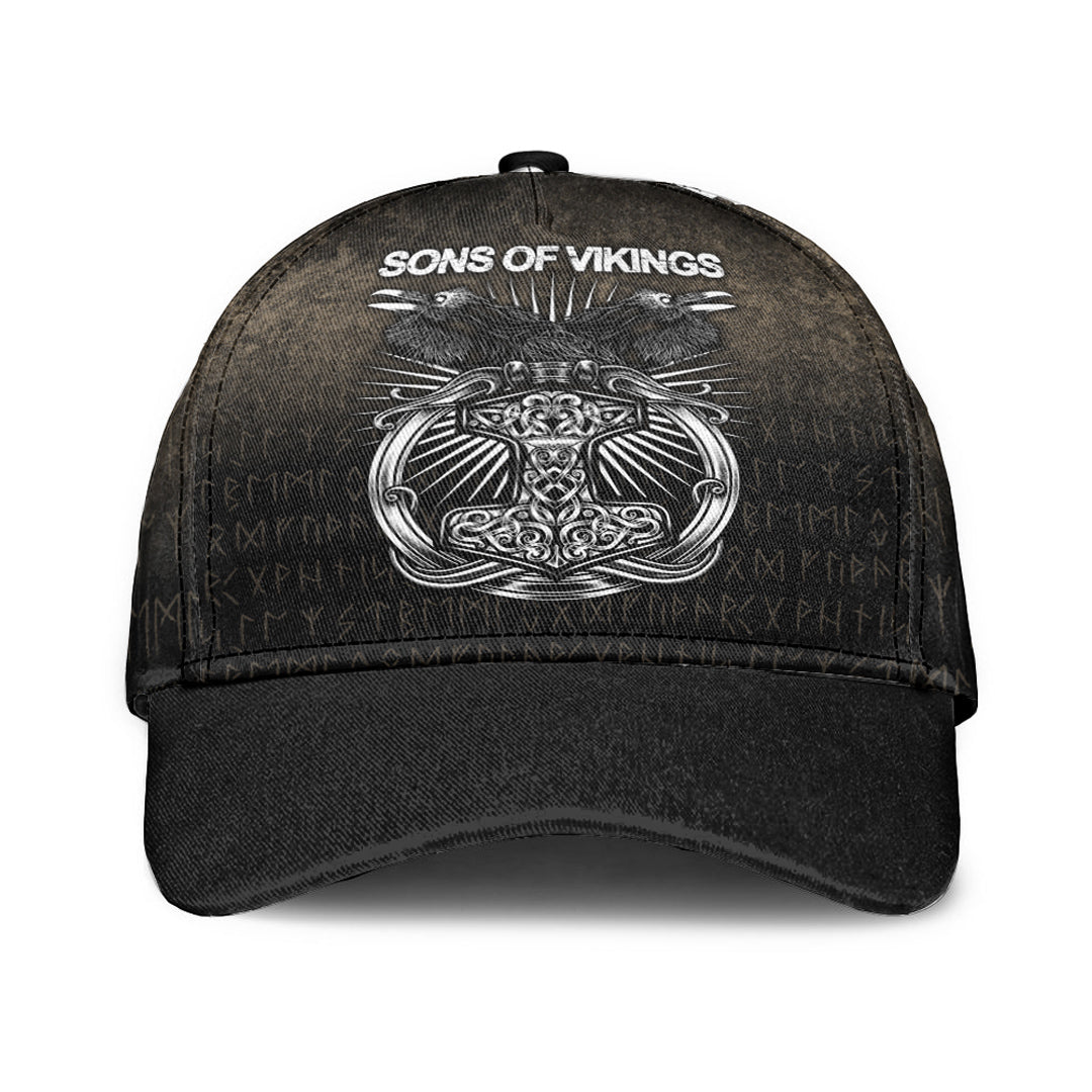 Viking Classic Cap Vikings Ravens Mjolnir Classic Cap RLT12 Trucker Hats Custom Hats Gifts For Men & Women