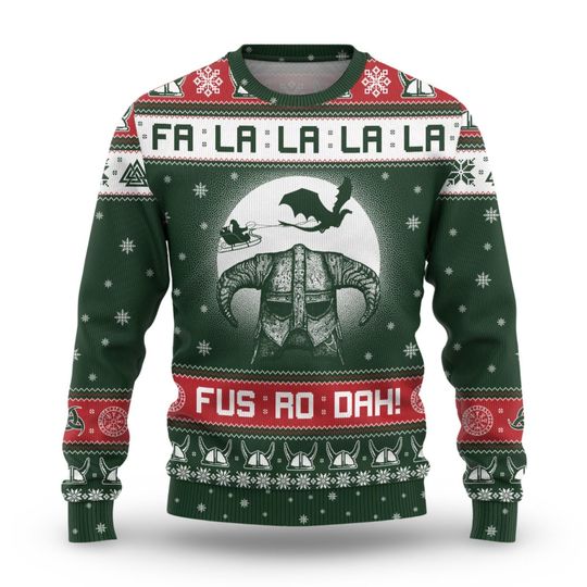 Viking Dragon Christmas Ugly Sweater, Viking Dad Christmas Sweater - Image 15