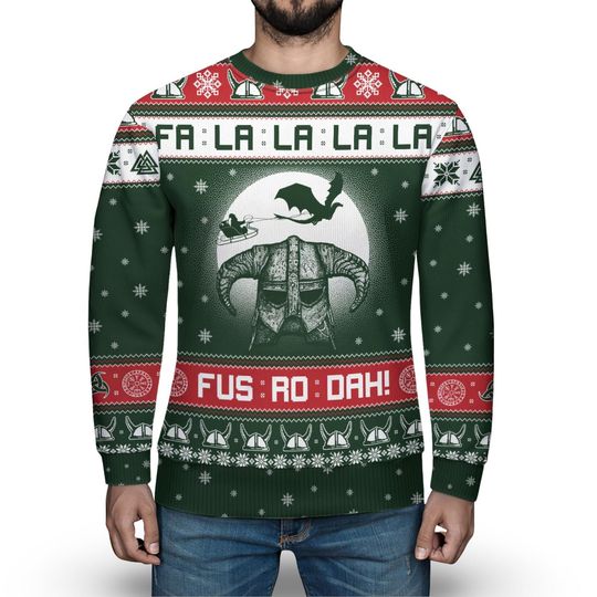 Viking Dragon Christmas Ugly Sweater, Viking Dad Christmas Sweater - Image 16