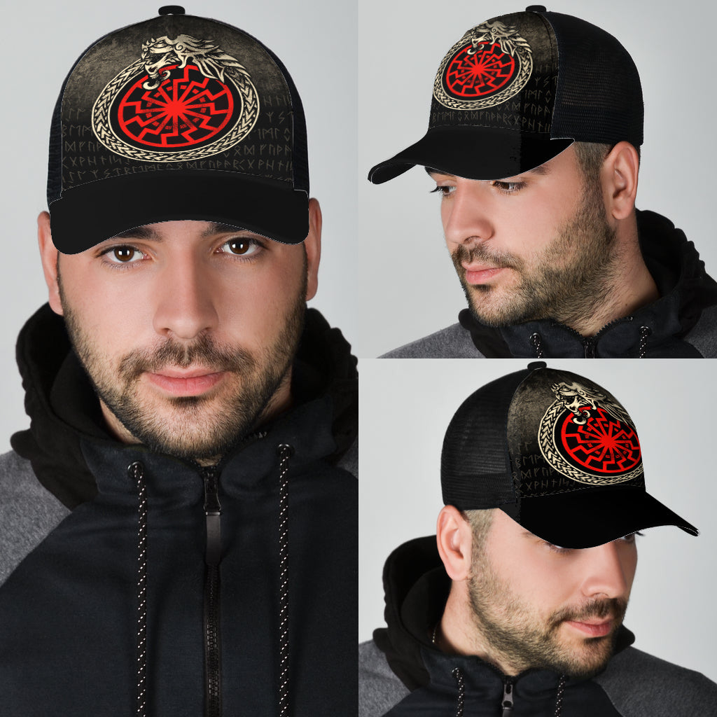 Viking Jormungandr Symbol Midgard Serpent Child Of Loki Mesh Back Cap Trucker Hats Custom Hats Gifts For Men & Women