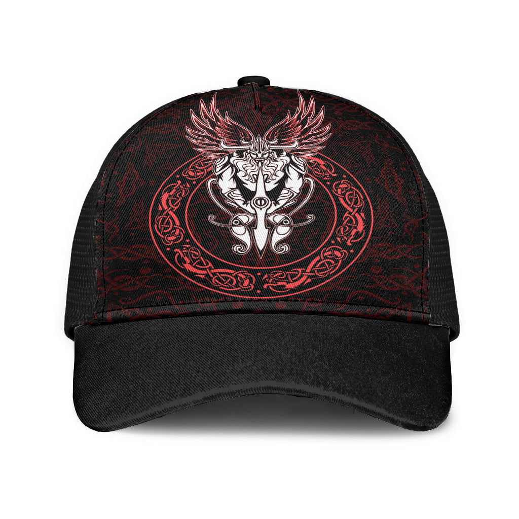 Viking Odin Compass Celtic Pattern Red Mesh Back Cap Trucker Hats Custom Hats Gifts For Men & Women