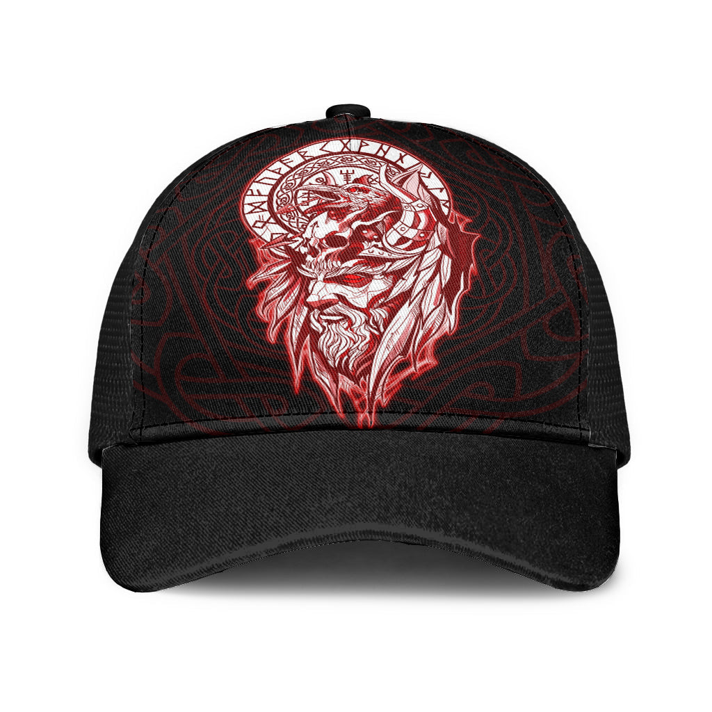 Viking Odin Set Red Mesh Back Cap Trucker Hats Custom Hats Gifts For Men & Women