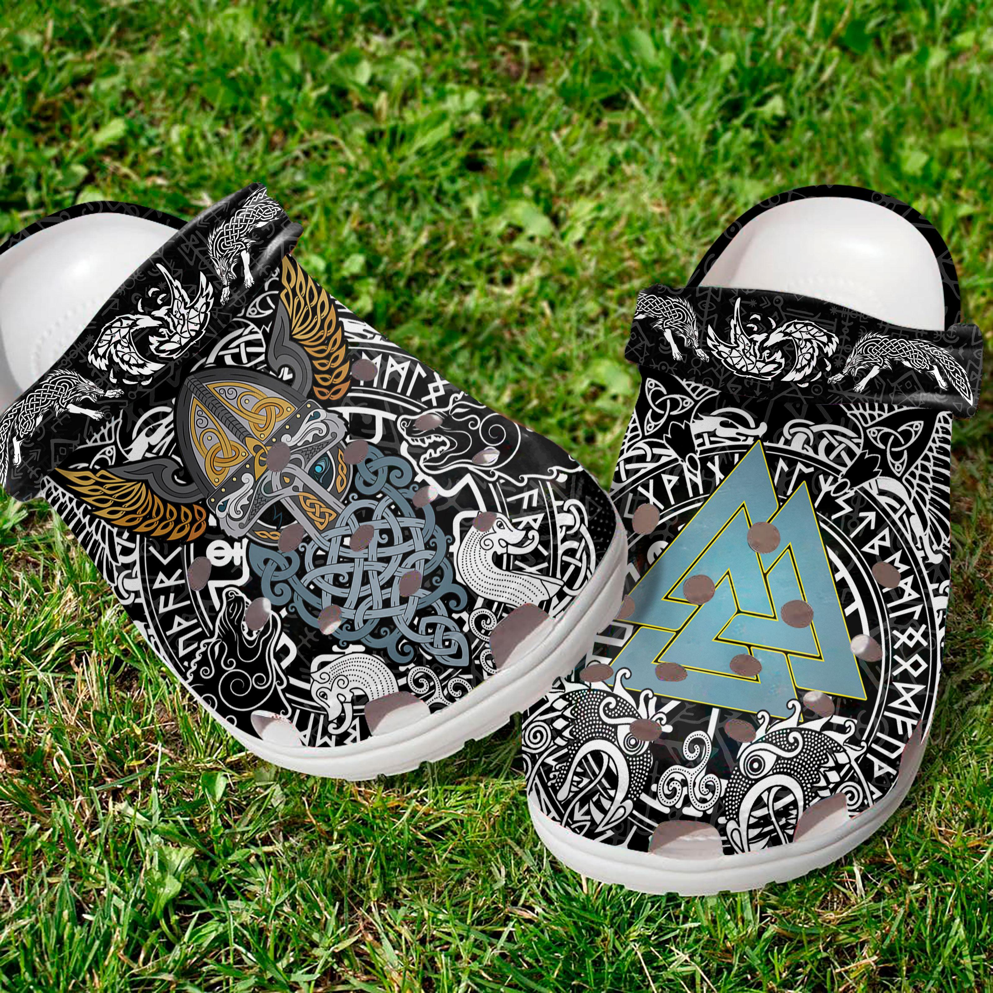 Viking Odin Tattoo Crocs Crocband Clogs Shoes Comfortable For Men Women and Kids