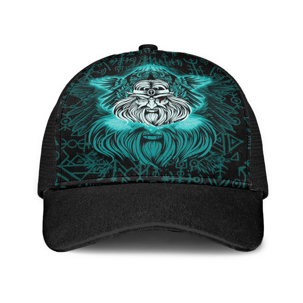 Viking Odins Rune Pattern Cyan Mesh Back Cap Trucker Hats Custom Hats Gifts For Men & Women