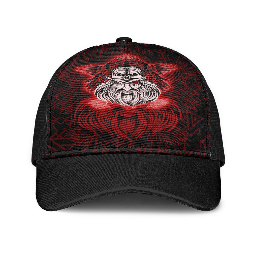 Viking Odins Rune Pattern Red Mesh Back Cap Trucker Hats Custom Hats Gifts For Men & Women