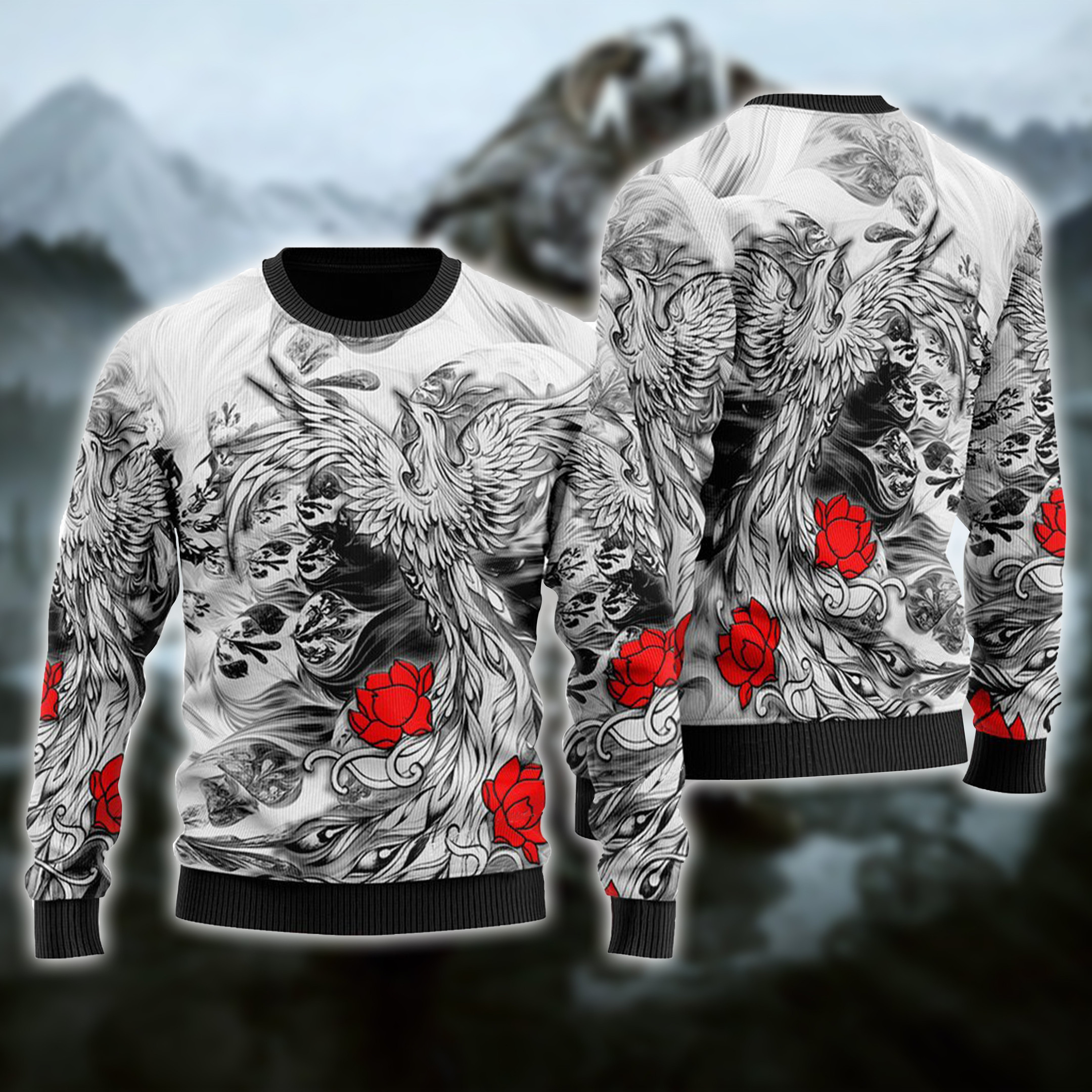 Viking Phoenix Ugly Christmas Sweater Adult 3D Funny Matching for family
