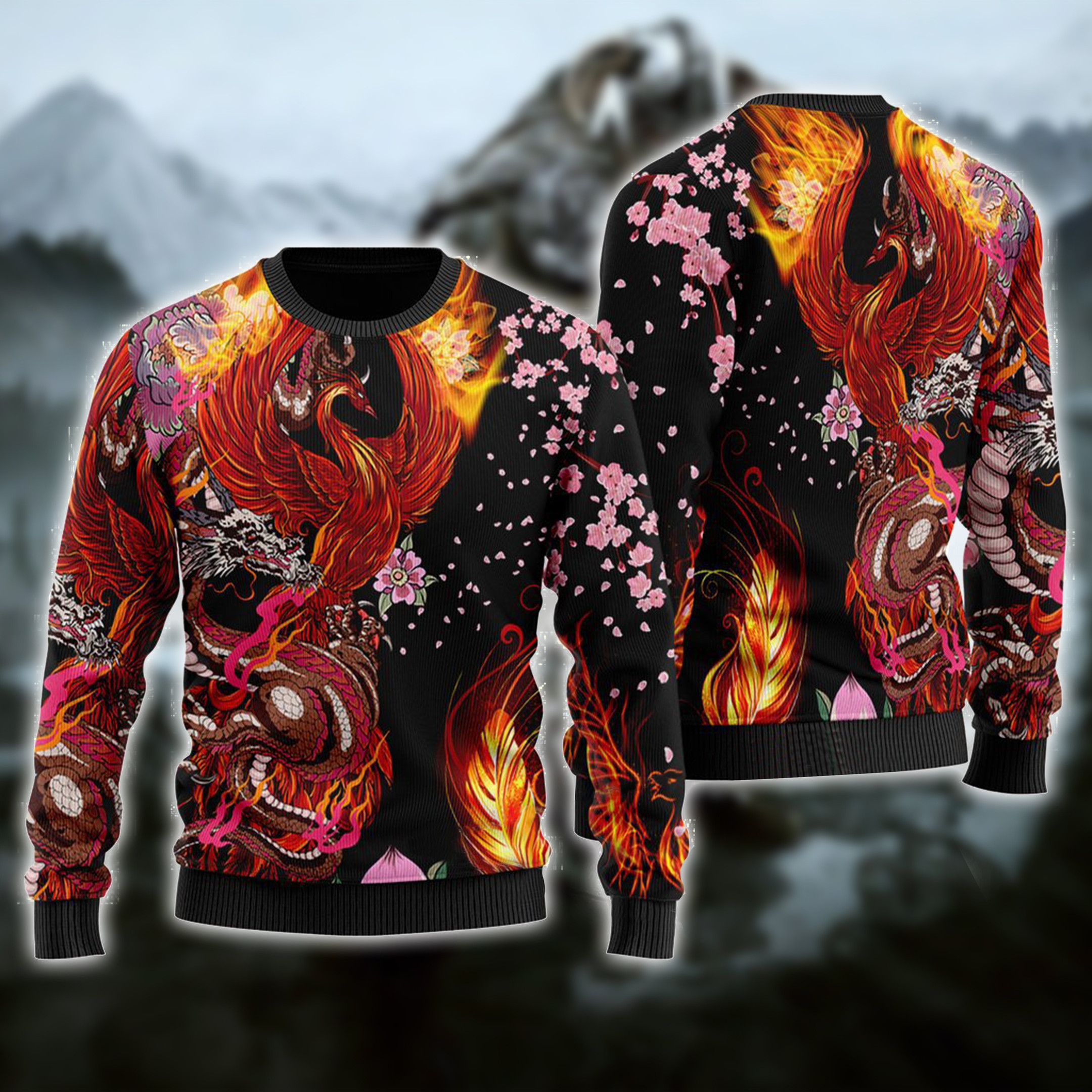 Viking Phoenix Ugly Christmas Sweater Adult 3D Funny Matching for family