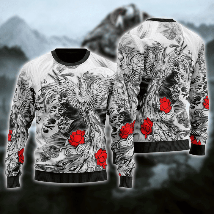 Viking Phoenix Ugly Christmas Sweater Adult 3D Funny Matching for family