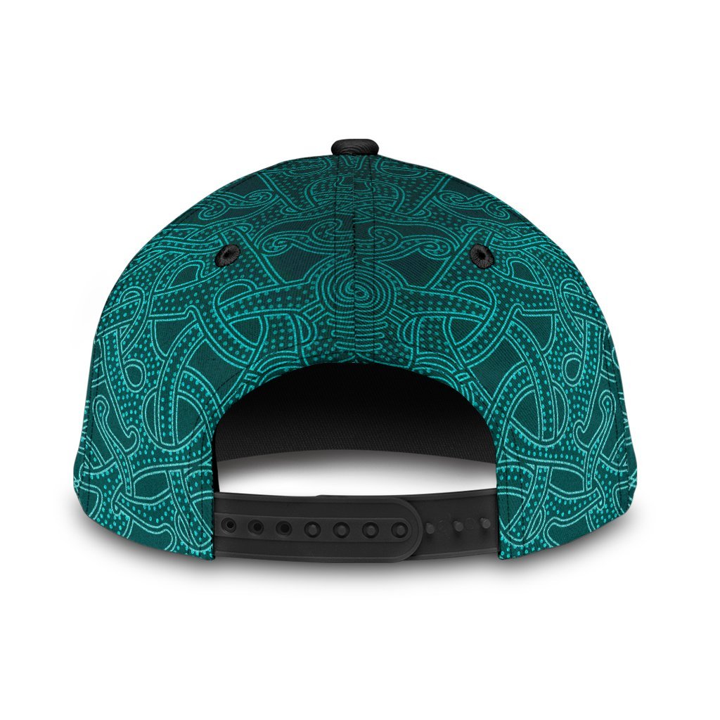 Viking Style Classic Cap 3D Baseball Caps, Ethnic Odin Raven Cyan Trucker Hats Custom Hats Gifts For Men & Women