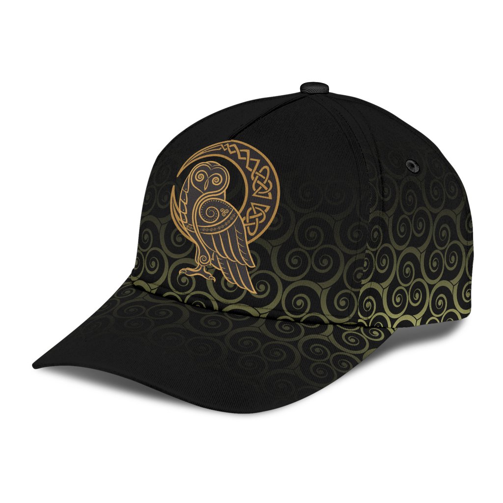 Viking Style - Classic Cap 3D Baseball Caps Owl Celtic On Triskels Background Trucker Hats Custom Hats Gifts For Men & Women