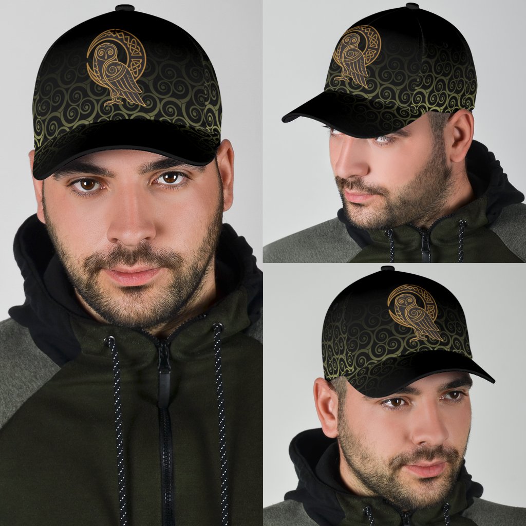 Viking Style - Classic Cap 3D Baseball Caps Owl Celtic On Triskels Background Trucker Hats Custom Hats Gifts For Men & Women