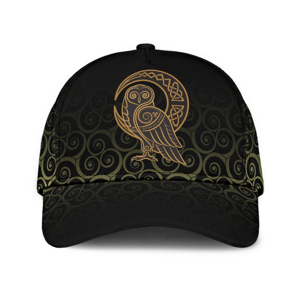 Viking Style - Classic Cap 3D Baseball Caps Owl Celtic On Triskels Background Trucker Hats Custom Hats Gifts For Men & Women