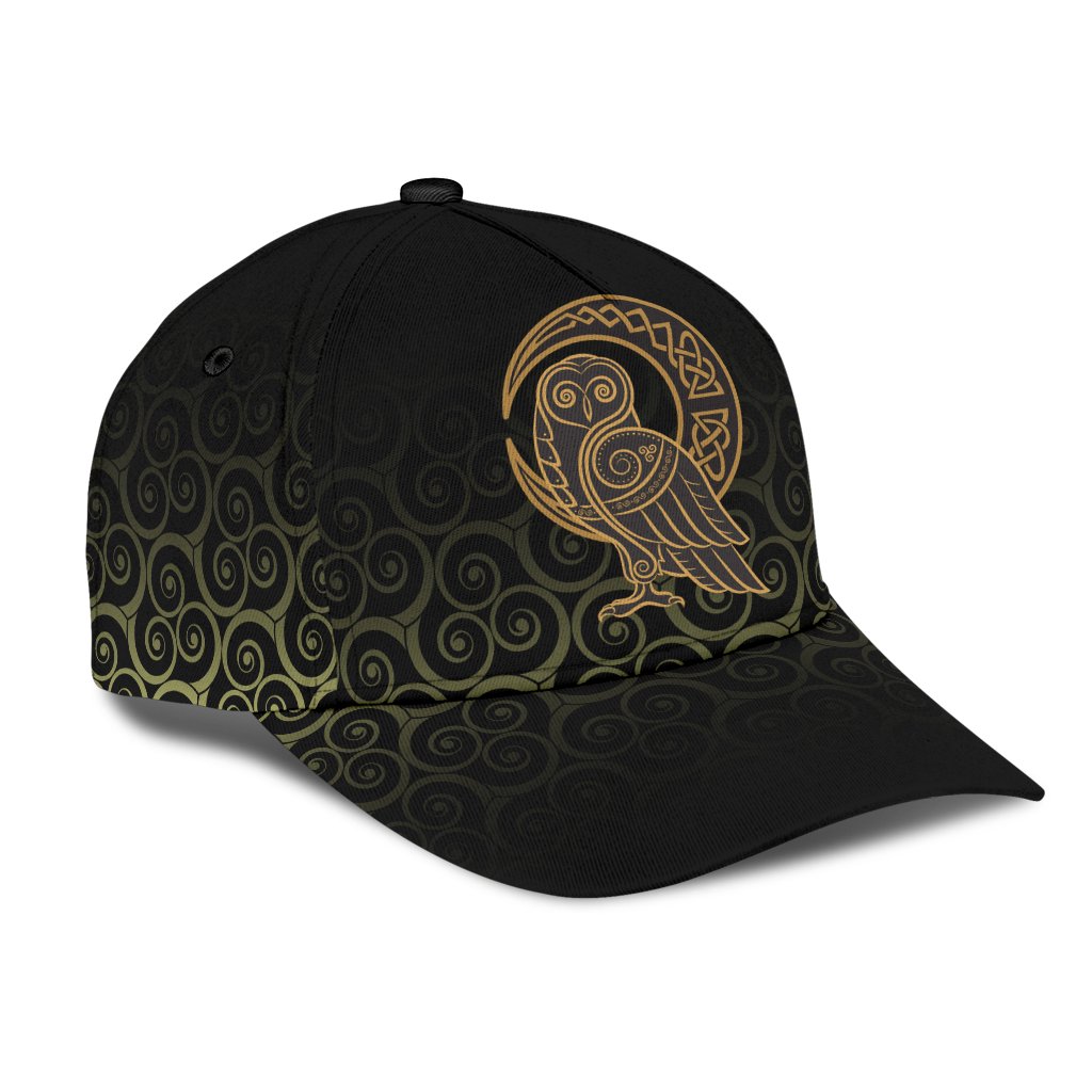 Viking Style - Classic Cap 3D Baseball Caps Owl Celtic On Triskels Background Trucker Hats Custom Hats Gifts For Men & Women
